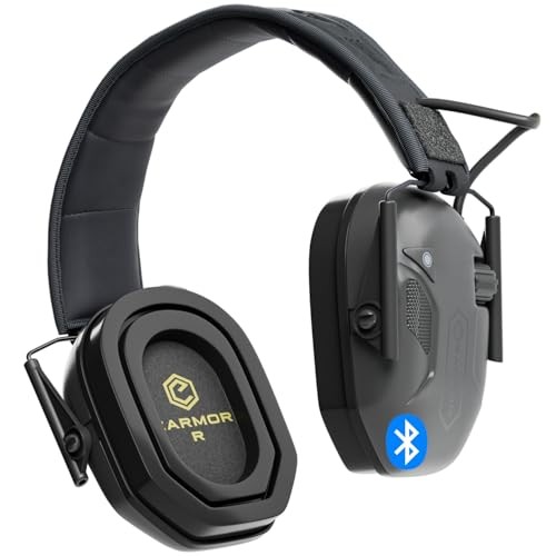 Earmor Sport Shooting Electronic Ear Muffs W/ Gel Earpads Bluetooth, 82dB, Tactical Black, M300T-BK